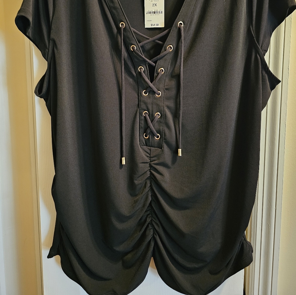 INC Black Cap Sleeve Top